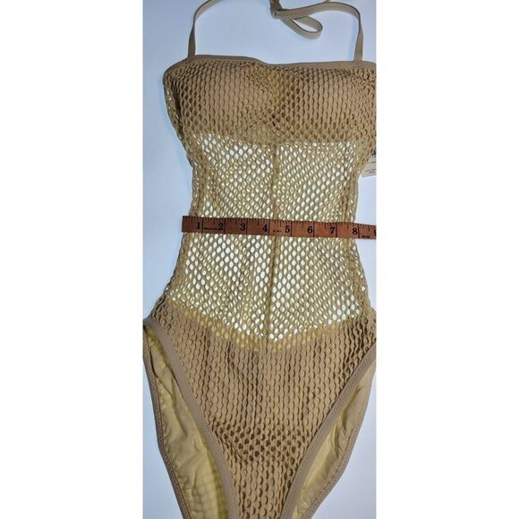 Robin Piccone One-Piece Womens Swimsuit Size 2 Pua Bandeau Beige NEW - Picture 5 of 8